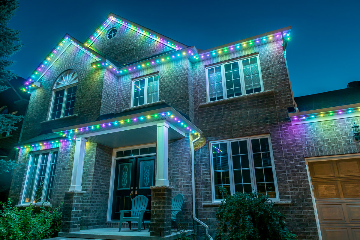 Pastel Easter permanent lighting on a Thunder Bay home